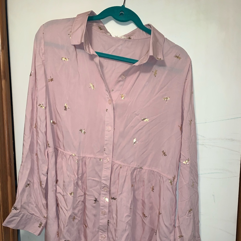 Pink dragonfly tunic top